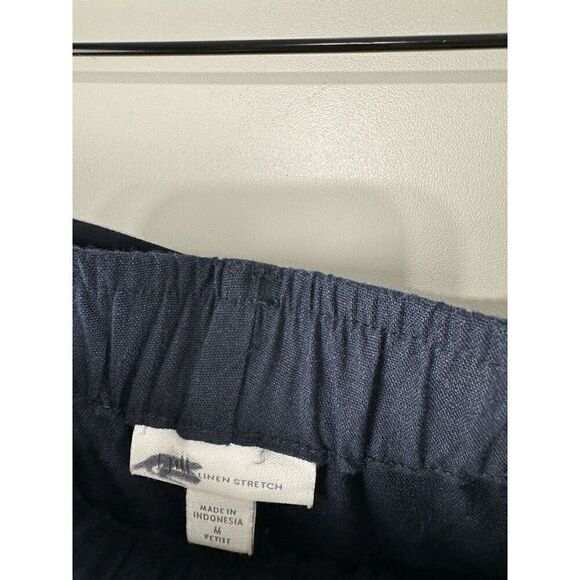 J. Jill Womens Sz Medium Petite Linen Stretch Wide Leg Cropped Pants Blue - Picture 2 of 8